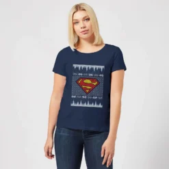 DC COMICS DC Superman Knit Women's Christmas T-Shirt - Navy -Cheap Christmas Franchises Store 11964093 5474627060571730