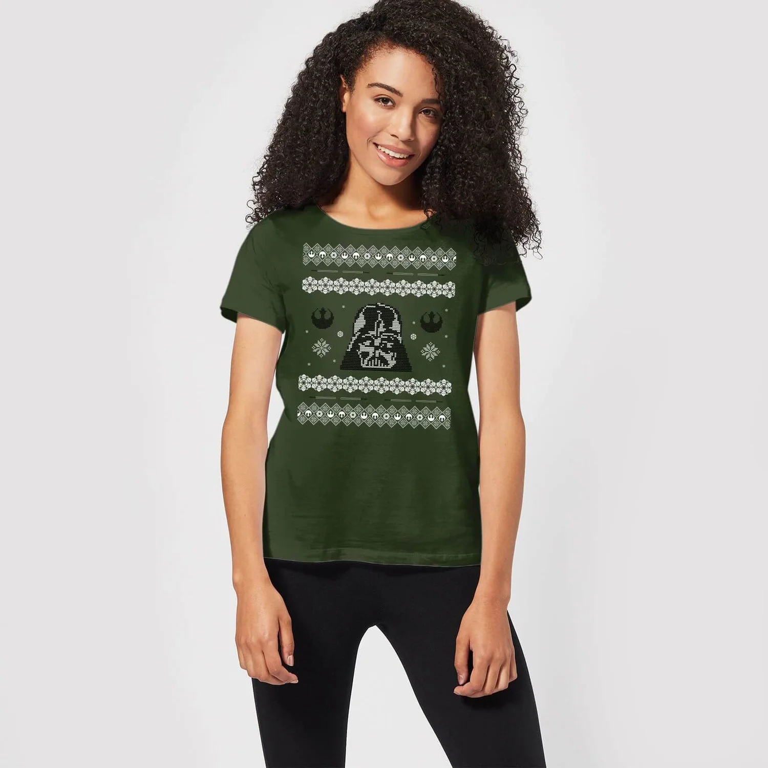 Star Wars Darth Vader Knit Women's Christmas T-Shirt - Forest Green 5 Star Wars Darth Vader Knit Women's Christmas T-Shirt - Forest Green - Image 3