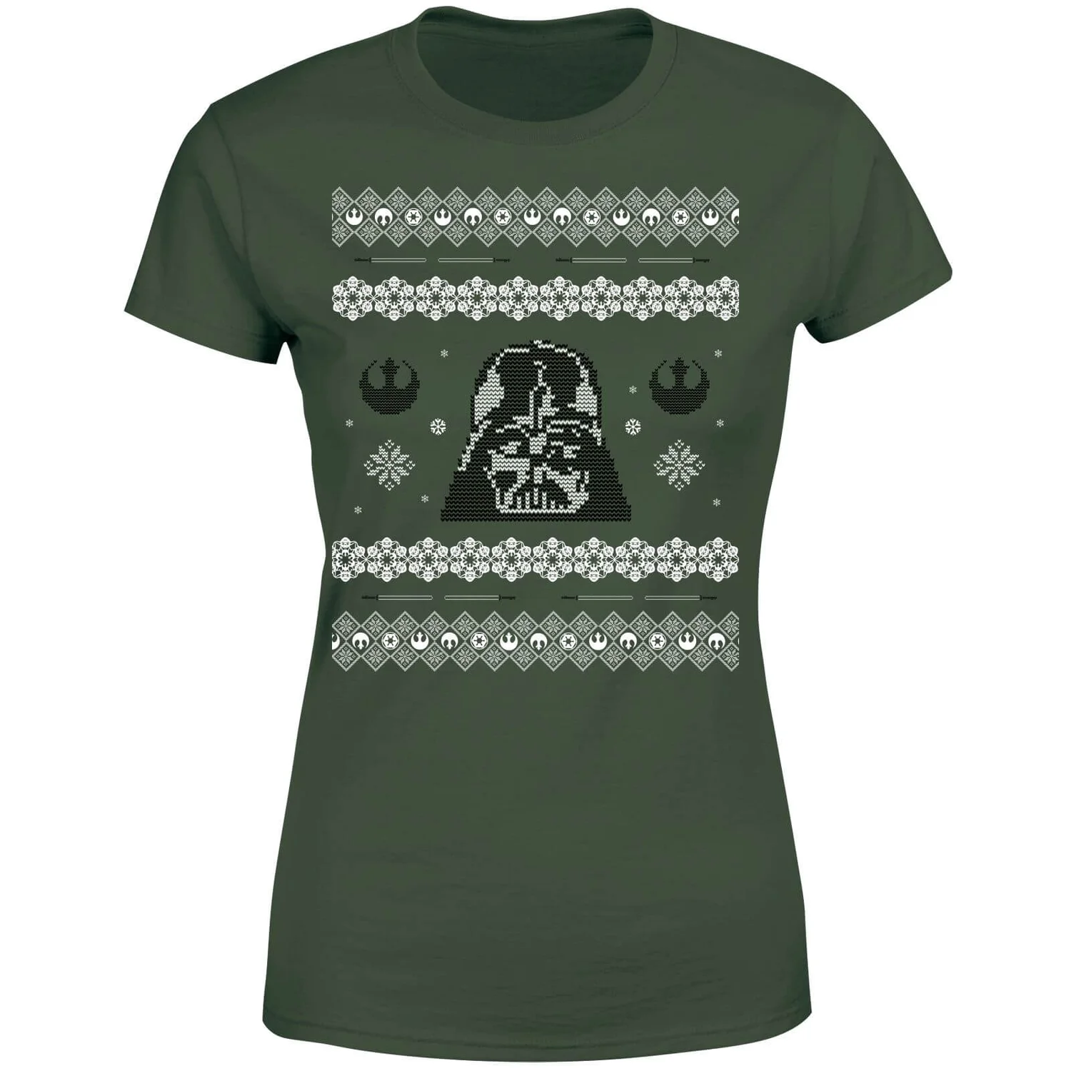 Star Wars Darth Vader Knit Women's Christmas T-Shirt - Forest Green 7 Star Wars Darth Vader Knit Women's Christmas T-Shirt - Forest Green - Image 5