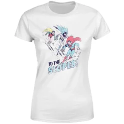 DC COMICS DC To The Slopes! Women's Christmas T-Shirt - White -Cheap Christmas Franchises Store 11964134 1704627062883191