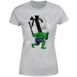 Marvel The Incredible Hulk Christmas Present Women's Christmas T-Shirt - Grey -Cheap Christmas Franchises Store 11964144 2994627063194138