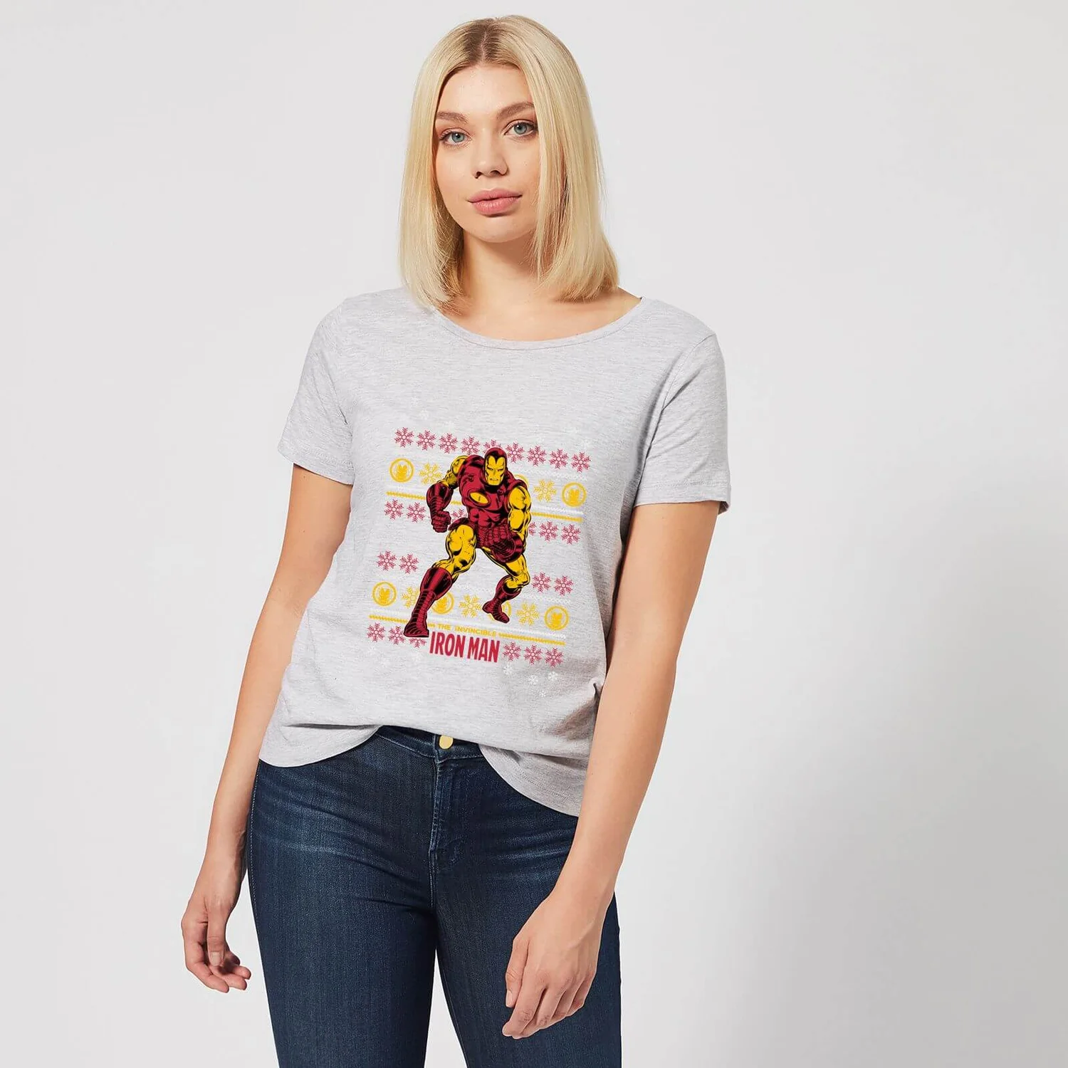 Marvel Iron Man Women's Christmas T-Shirt - Grey 5 Marvel Iron Man Women's Christmas T-Shirt - Grey - Image 3