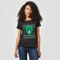 Marvel Guardians Of The Galaxy Badge Pattern Christmas Women's Christmas T-Shirt - Black -Cheap Christmas Franchises Store 11964191 1084627065004734