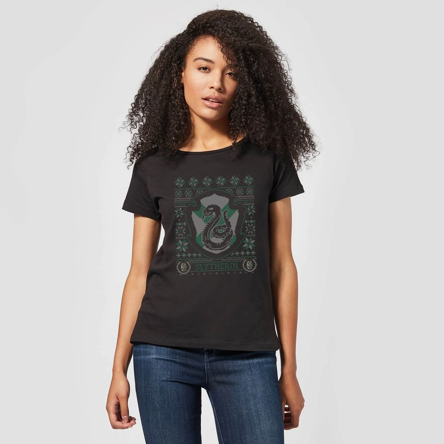 Harry Potter Slytherin Crest Women's Christmas T-Shirt - Black 5 Harry Potter Slytherin Crest Women's Christmas T-Shirt - Black - Image 3