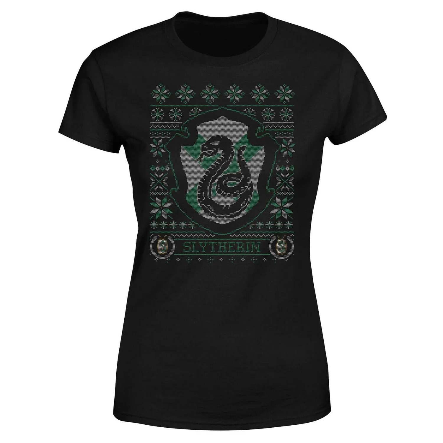 Harry Potter Slytherin Crest Women's Christmas T-Shirt - Black 7 Harry Potter Slytherin Crest Women's Christmas T-Shirt - Black - Image 5