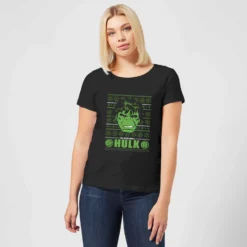 Marvel Hulk Face Women's Christmas T-Shirt - Black -Cheap Christmas Franchises Store 11964221 6584627066779465