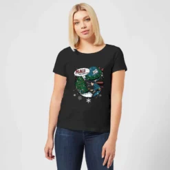 DC COMICS DC Superman Peace On Earth Women's Christmas T-Shirt - Black -Cheap Christmas Franchises Store 11964231 8144627067192841