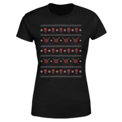 Marvel Deadpool Faces Women's Christmas T-Shirt - Black -Cheap Christmas Franchises Store 11964278 2074627069692969