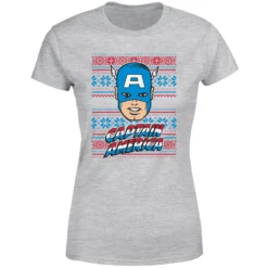 Marvel Captain America Face Women's Christmas T-Shirt - Grey 11 Marvel Captain America Face Women's Christmas T-Shirt - Grey -Cheap Christmas Franchises Store 11964288 8564627070009757