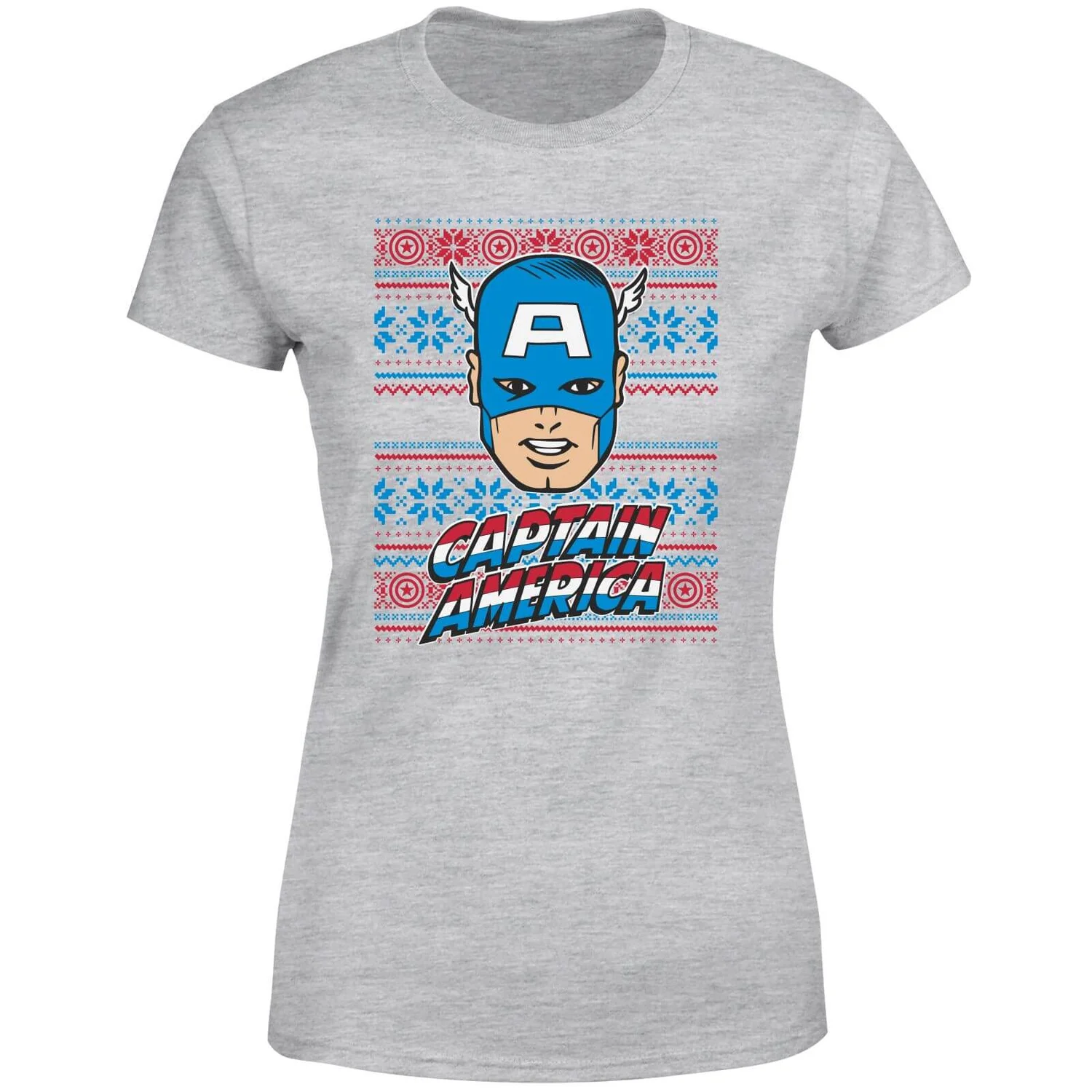Marvel Captain America Face Women's Christmas T-Shirt - Grey 7 Marvel Captain America Face Women's Christmas T-Shirt - Grey - Image 5