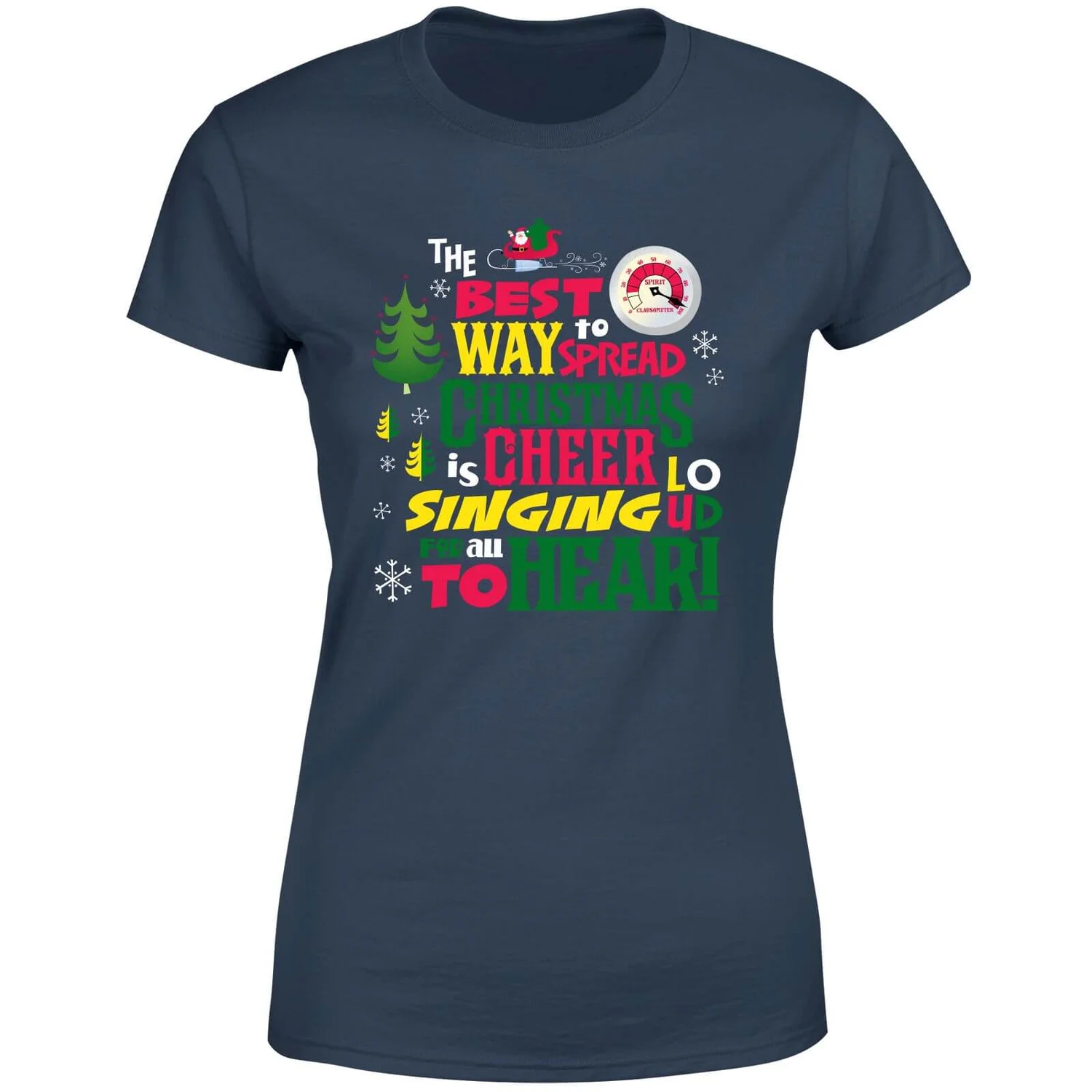 Elf Christmas Cheer Women's Christmas T-Shirt - Navy 7 Elf Christmas Cheer Women's Christmas T-Shirt - Navy - Image 5