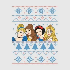 Disney Princess Faces Women's Christmas T-Shirt - Grey -Cheap Christmas Franchises Store 11964326 6424627071960168