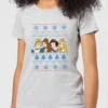 Disney Princess Faces Women's Christmas T-Shirt - Grey -Cheap Christmas Franchises Store 11964326 7914627071797157