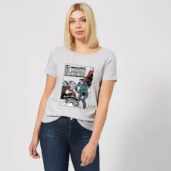 DC COMICS DC Superman Action Comics Women's Christmas T-Shirt - Grey -Cheap Christmas Franchises Store 11964353 5794627091097450