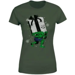 Marvel The Incredible Hulk Christmas Present Women's Christmas T-Shirt - Forest Green -Cheap Christmas Franchises Store 11964363 7214627074704652