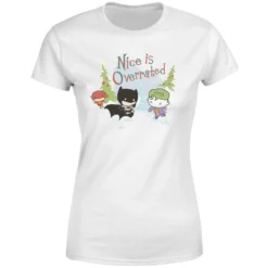 DC COMICS DC Nice Is Overrated Women's Christmas T-Shirt - White -Cheap Christmas Franchises Store 11964434 1904627079299149