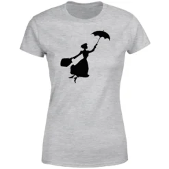Disney Mary Poppins Flying Silhouette Women's Christmas T-Shirt - Grey -Cheap Christmas Franchises Store 11964444 4684627080133080