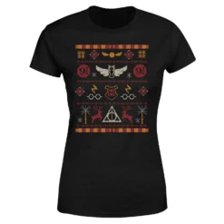 Harry Potter Knit Women's Christmas T-Shirt - Black -Cheap Christmas Franchises Store 11964454 1124627080595350