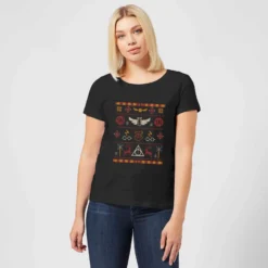 Harry Potter Knit Women's Christmas T-Shirt - Black -Cheap Christmas Franchises Store 11964454 2834627080410907
