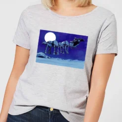 Star Wars AT-AT Darth Vader Sleigh Women's Christmas T-Shirt - Grey