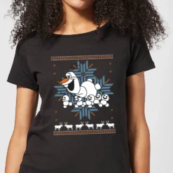 Disney Frozen Olaf And Snowmen Women's Christmas T-Shirt - Black