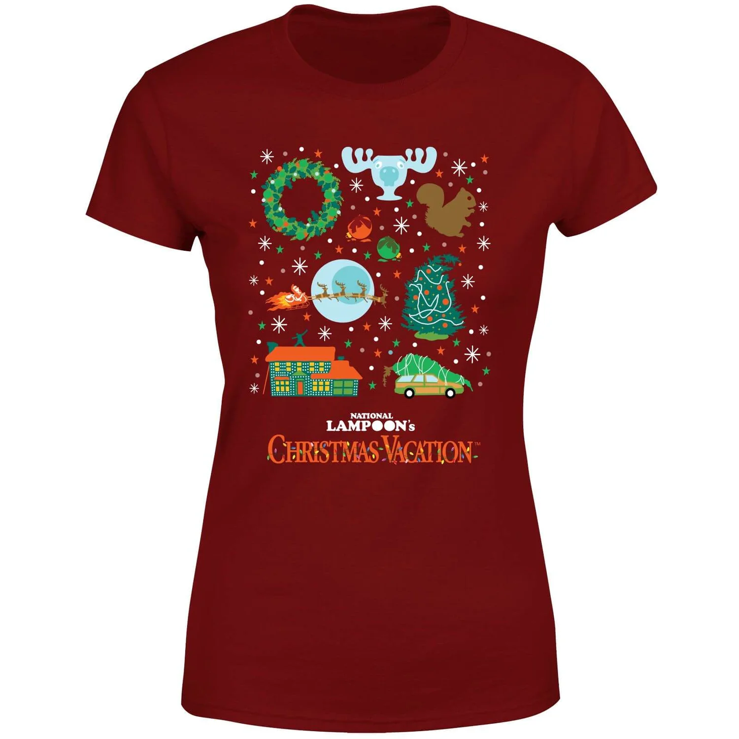 National Lampoon Griswold Christmas Starter Pack Women's Christmas T-Shirt - Burgundy 7 National Lampoon Griswold Christmas Starter Pack Women's Christmas T-Shirt - Burgundy - Image 5