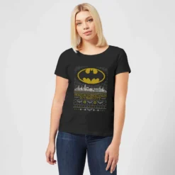 DC COMICS DC Seasons Greetings From Gotham Women's Christmas T-Shirt - Black -Cheap Christmas Franchises Store 11964651 1104627065808047