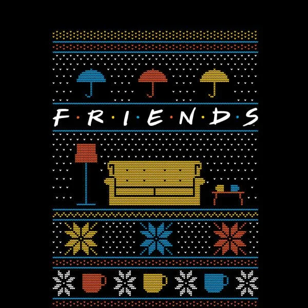 Friends Sofa Knit Women's Christmas T-Shirt - Black 4 Friends Sofa Knit Women's Christmas T-Shirt - Black - Image 2