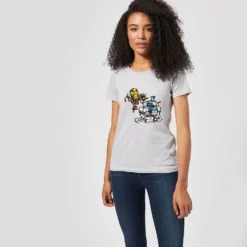Star Wars Tangled Fairy Lights Droids Women's Christmas T-Shirt - Grey -Cheap Christmas Franchises Store 11964702 1394627068274392
