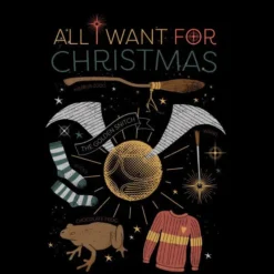 Harry Potter All I Want Women's Christmas T-Shirt - Black -Cheap Christmas Franchises Store 11964719 1694627069359423