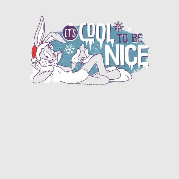 Looney Tunes Its Cool To Be Nice Women's Christmas T-Shirt - Grey 4 Looney Tunes Its Cool To Be Nice Women's Christmas T-Shirt - Grey - Image 2