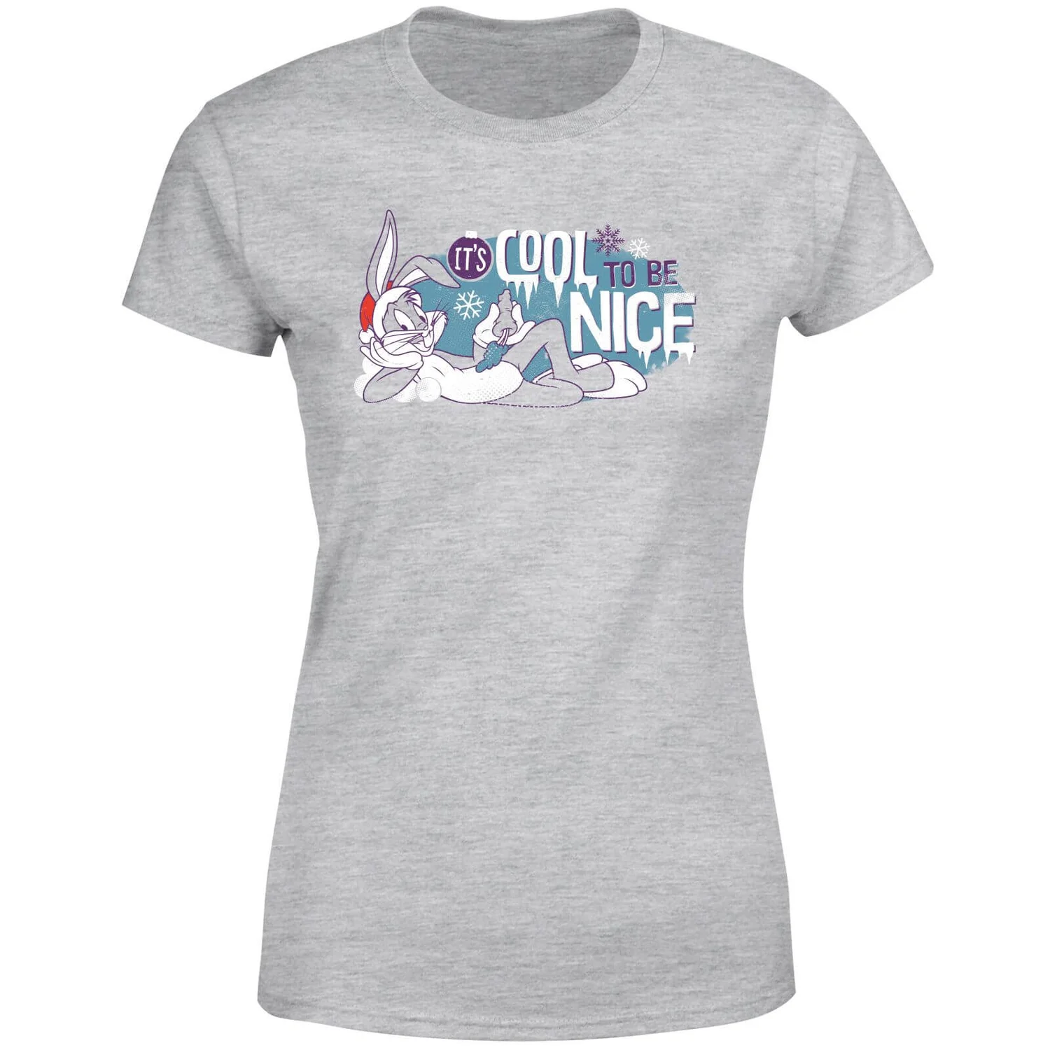 Looney Tunes Its Cool To Be Nice Women's Christmas T-Shirt - Grey 7 Looney Tunes Its Cool To Be Nice Women's Christmas T-Shirt - Grey - Image 5