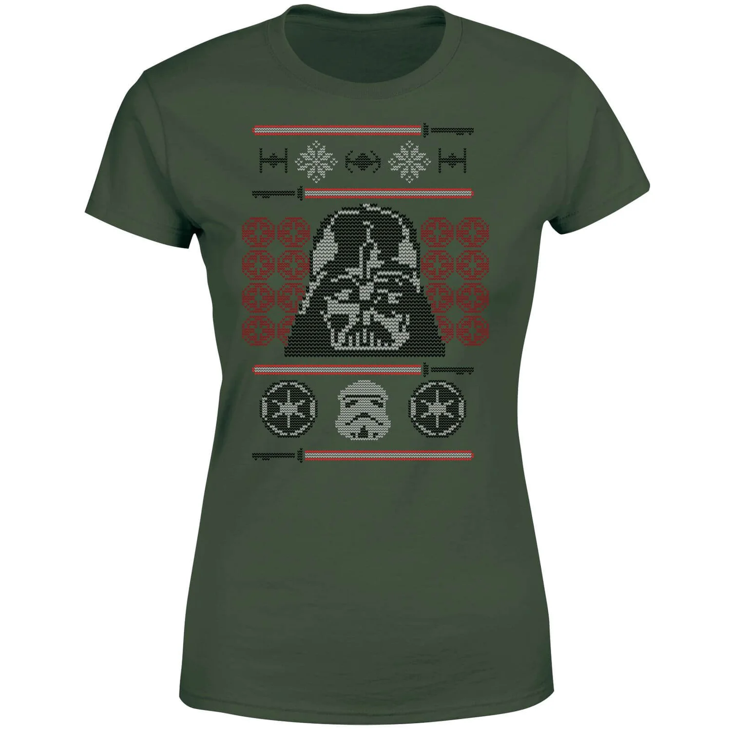 Star Wars Darth Vader Face Knit Women's Christmas T-Shirt - Forest Green 7 Star Wars Darth Vader Face Knit Women's Christmas T-Shirt - Forest Green - Image 5