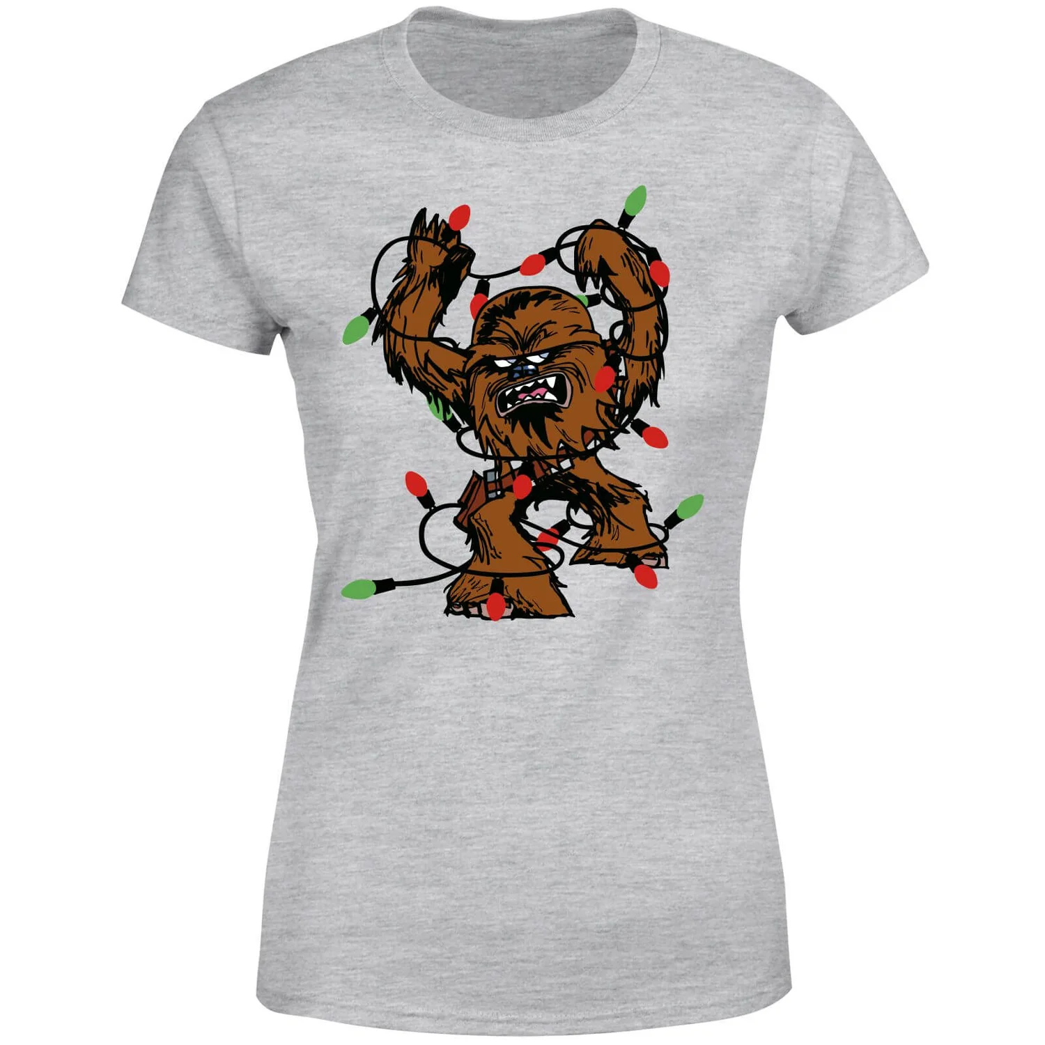 Star Wars Tangled Fairy Lights Chewbacca Women's Christmas T-Shirt - Grey 7 Star Wars Tangled Fairy Lights Chewbacca Women's Christmas T-Shirt - Grey - Image 5