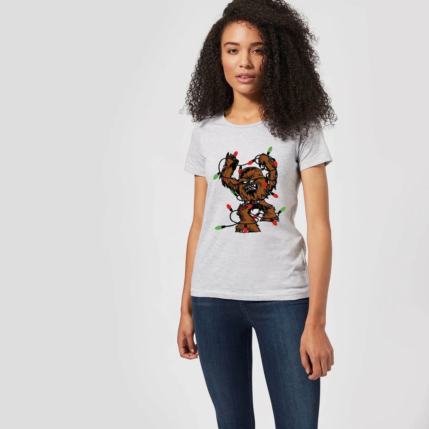 Star Wars Tangled Fairy Lights Chewbacca Women's Christmas T-Shirt - Grey 5 Star Wars Tangled Fairy Lights Chewbacca Women's Christmas T-Shirt - Grey - Image 3