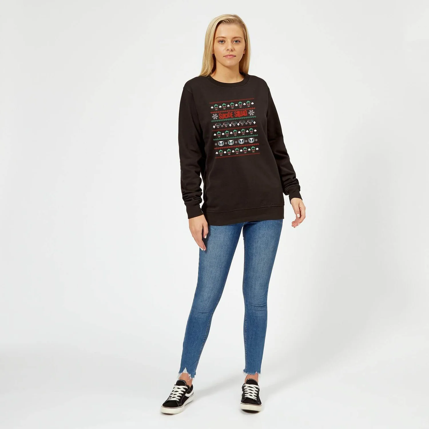 DC COMICS DC Suicide Squad Knit Pattern Women's Christmas Jumper - Black 4 DC COMICS DC Suicide Squad Knit Pattern Women's Christmas Jumper - Black - Image 2