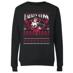 DC COMICS DC Harley Quinn Women's Christmas Jumper - Black -Cheap Christmas Franchises Store 11965446 5174627062181956