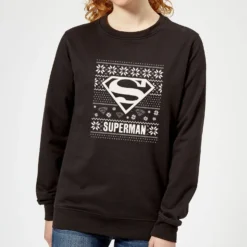 DC COMICS DC Superman Knit Pattern Women's Christmas Jumper - Black