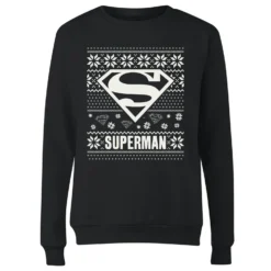 DC COMICS DC Superman Knit Pattern Women's Christmas Jumper - Black -Cheap Christmas Franchises Store 11965530 4024627065698538