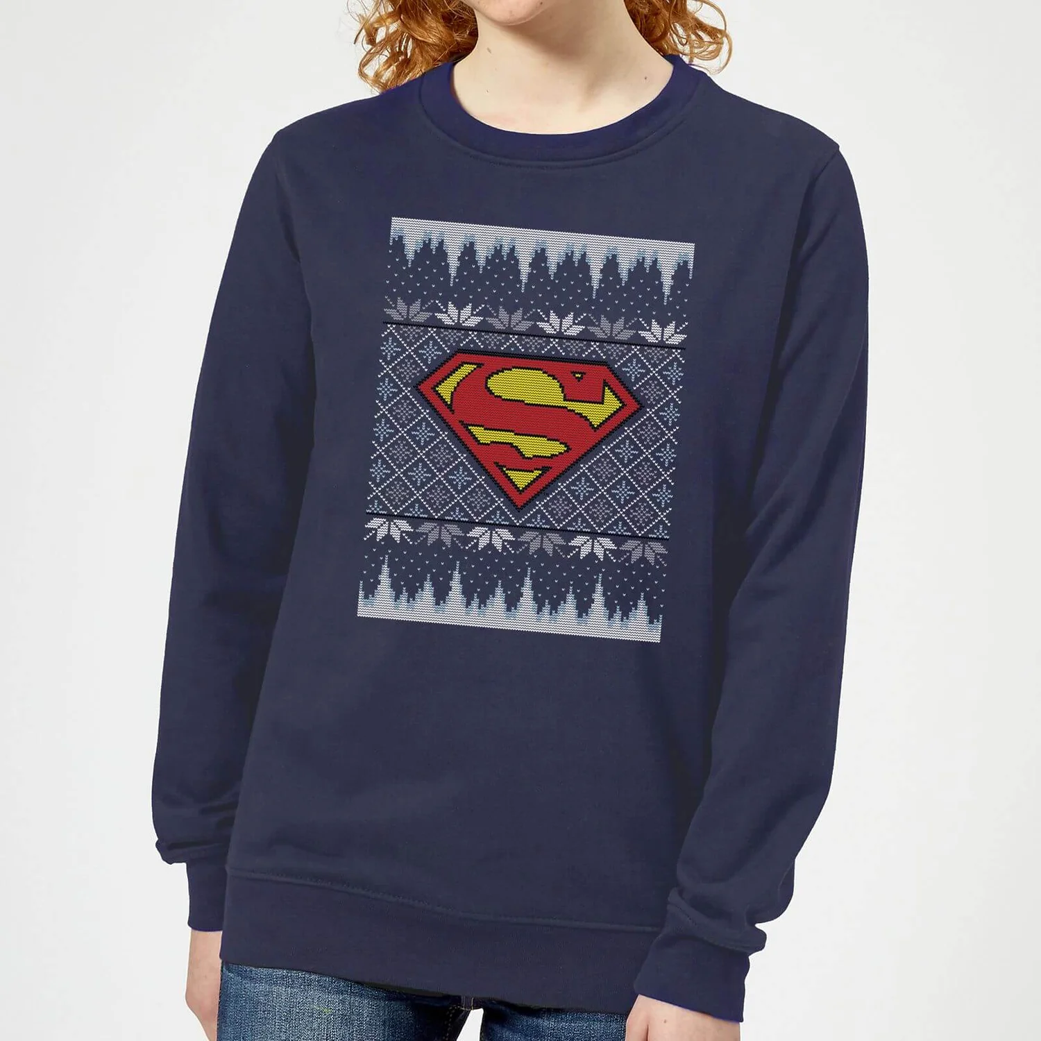DC COMICS DC Superman Knit Women's Christmas Jumper - Navy 3 DC COMICS DC Superman Knit Women's Christmas Jumper - Navy