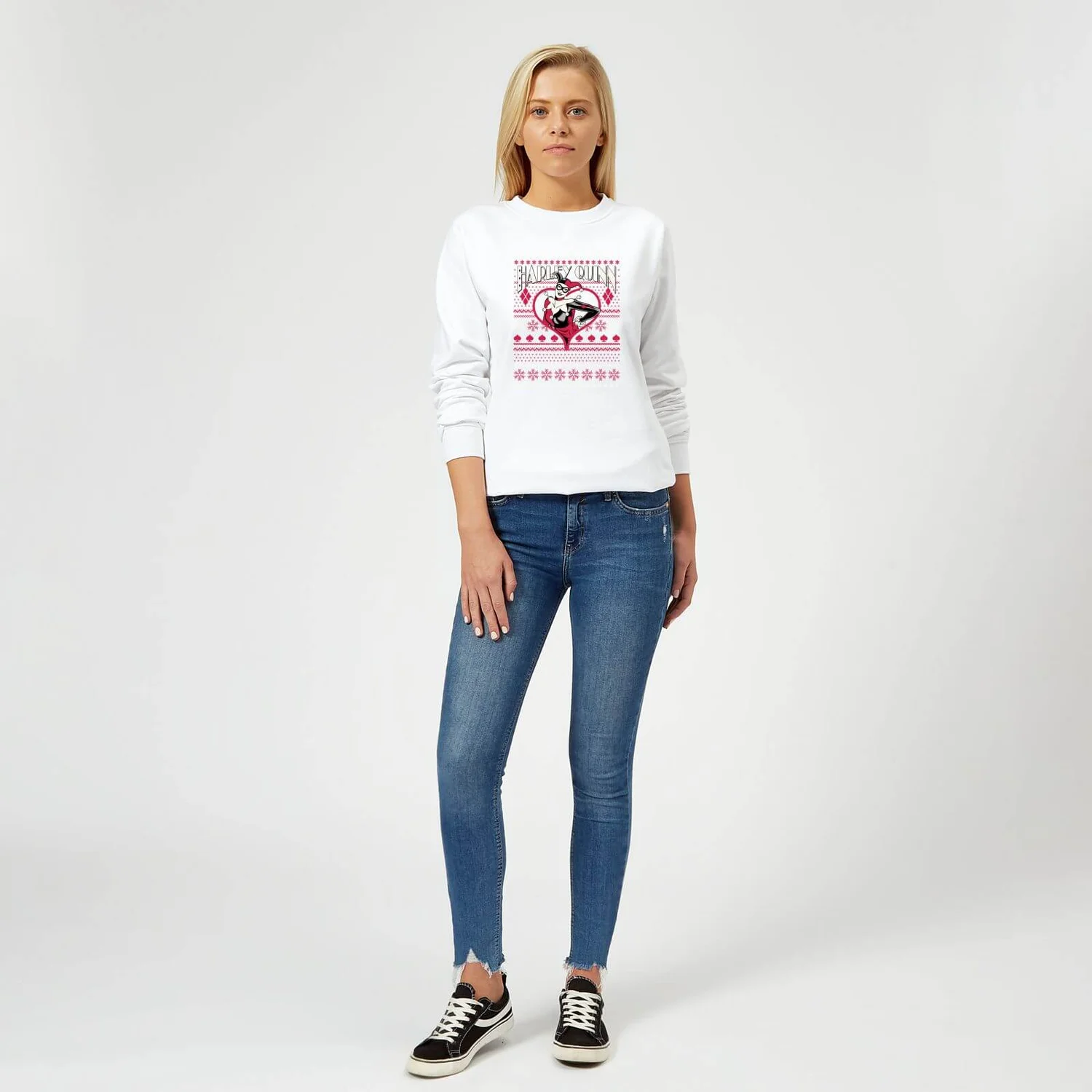 DC COMICS DC Harley Quinn Women's Christmas Jumper - White 5 DC COMICS DC Harley Quinn Women's Christmas Jumper - White - Image 3