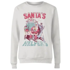 DC COMICS DC Santa's Helpers Women's Christmas Jumper - White -Cheap Christmas Franchises Store 11965779 1654627077596466