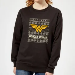 DC COMICS DC Wonder Woman Women's Christmas Jumper - Black