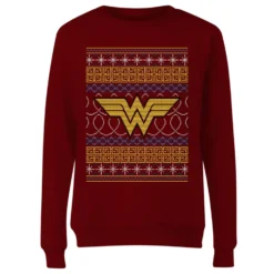 DC COMICS DC Wonder Woman Knit Women's Christmas Jumper - Burgundy -Cheap Christmas Franchises Store 11966063 1444627061825043