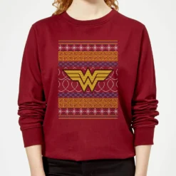 DC COMICS DC Wonder Woman Knit Women's Christmas Jumper - Burgundy