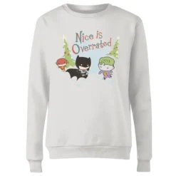 DC COMICS DC Nice Is Overrated Women's Christmas Jumper - White -Cheap Christmas Franchises Store 11966350 1624627071652935