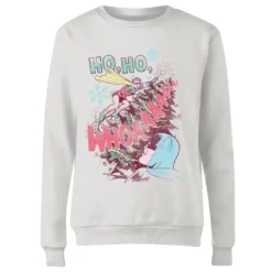 DC COMICS DC Ho Ho Whoaaaaaaa Women's Christmas Jumper - White -Cheap Christmas Franchises Store 11966387 2084627072611024