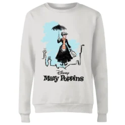 Disney Mary Poppins Rooftop Landing Women's Christmas Jumper - White -Cheap Christmas Franchises Store 11966407 7374627073418888