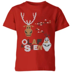 Disney Frozen Olaf And Sven Kids' Christmas T-Shirt - Red
