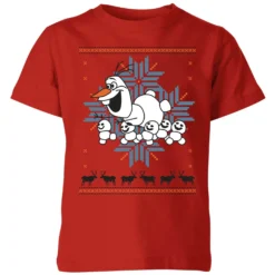 Disney Frozen Olaf And Snowmen Kids' Christmas T-Shirt - Red